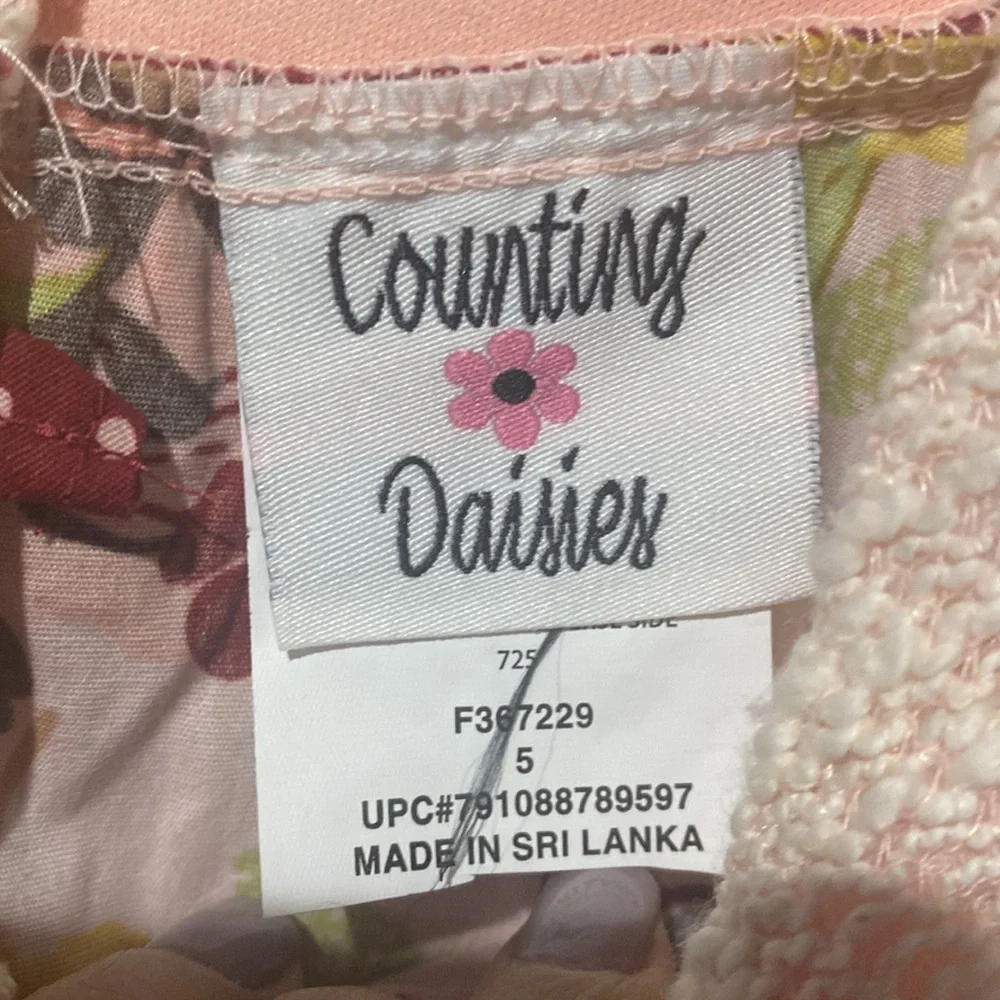 Counting Daisies Set Toddler 5 Peter Pant Neck Floral Print Top Striped Pants